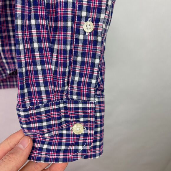 J. Crew Cotton Blue Pink White Plaid Long Sleeve Button Down Shirt Men's Sz M - Picture 3 of 5